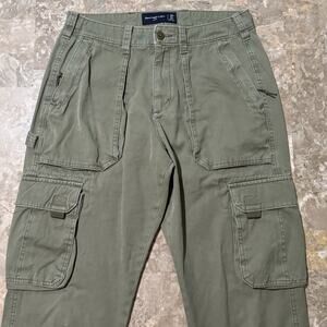 Abercrombie & Fitch Cargo Pants Mens 29x32 (fits 30x30) Green Loose Fit Military